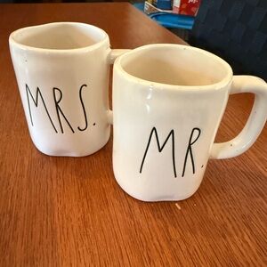 Rae Dunn White MR. and MRS. Mugs